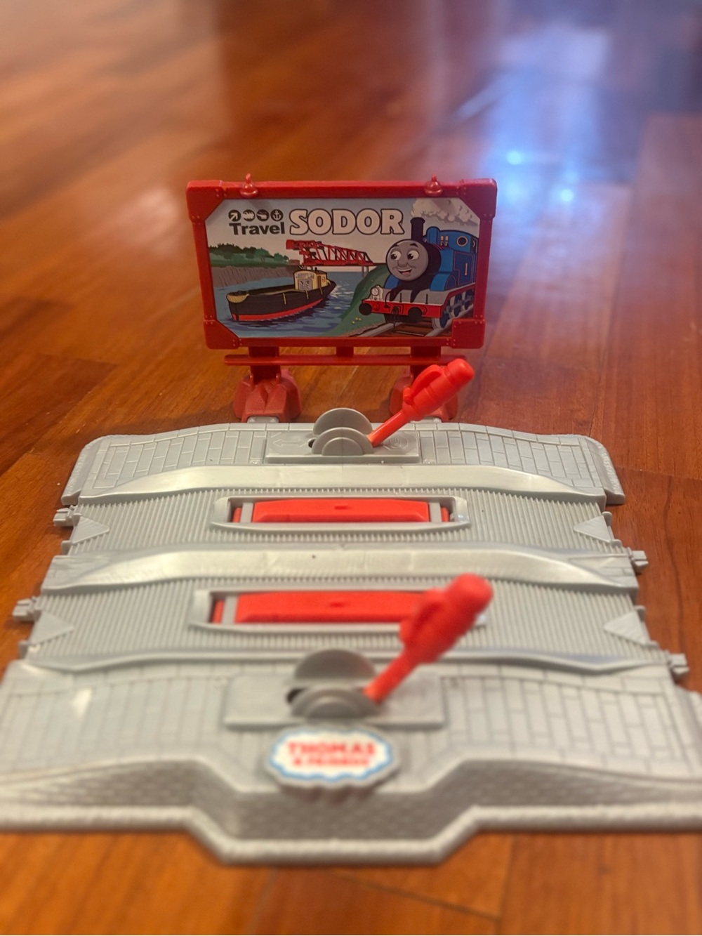 Thomas & Friends Track Crossing Panel with Red Levers and Welcome to Sodor sign